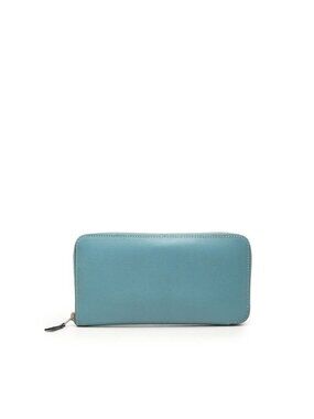 Hermes Azap Long Classic Zip Around Wallet Blue Jean Veau Epsom